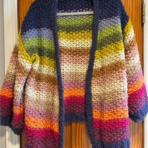 Three Bird Nest Colorful Knit Cardigan